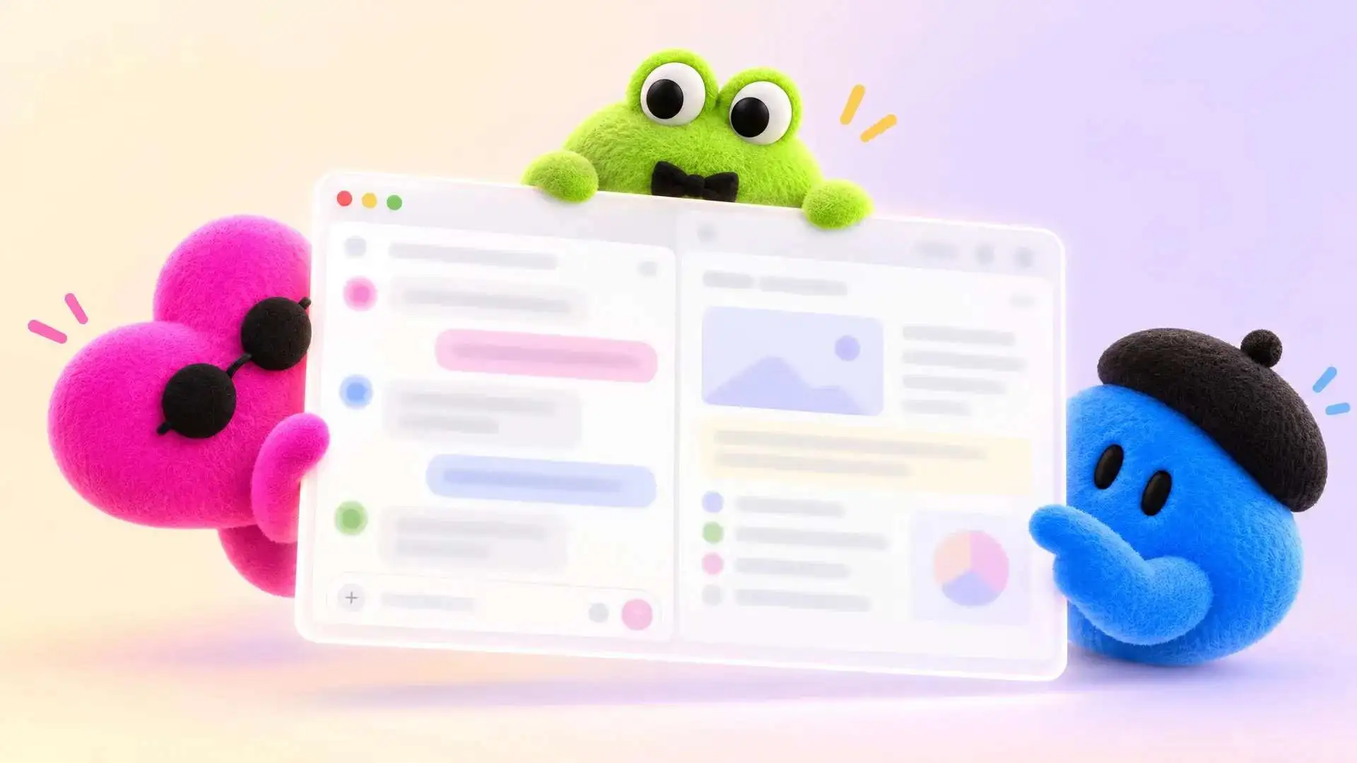 Dots از یک ظاهر کارتونی و حبابی برخوردار است که یادآور Muse، محصول شرکت Meta، است